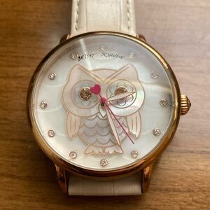 Betsy Johnson Rose Gold Mother of Pearl Owl Watch
